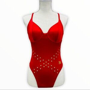 Harley Davidson Red One Piece Swim-Suit High Cut S